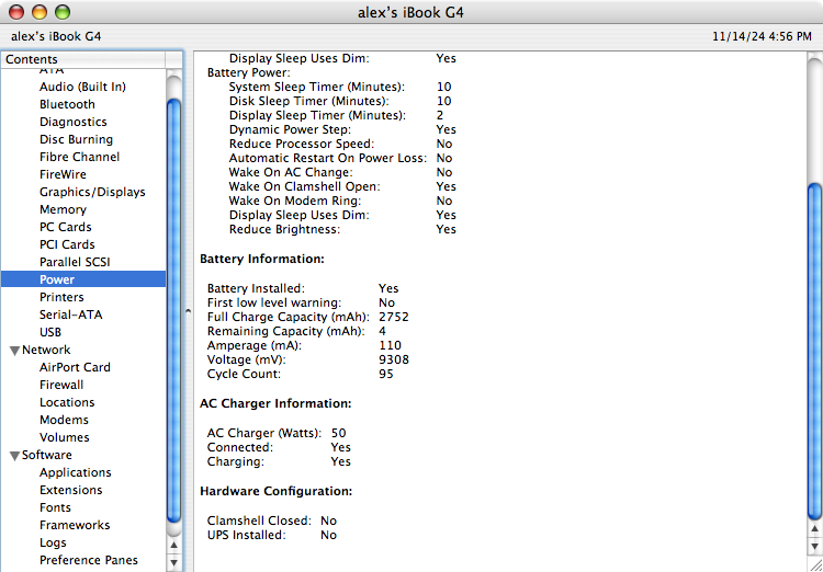 3rd party ibook g4 battery system profiler