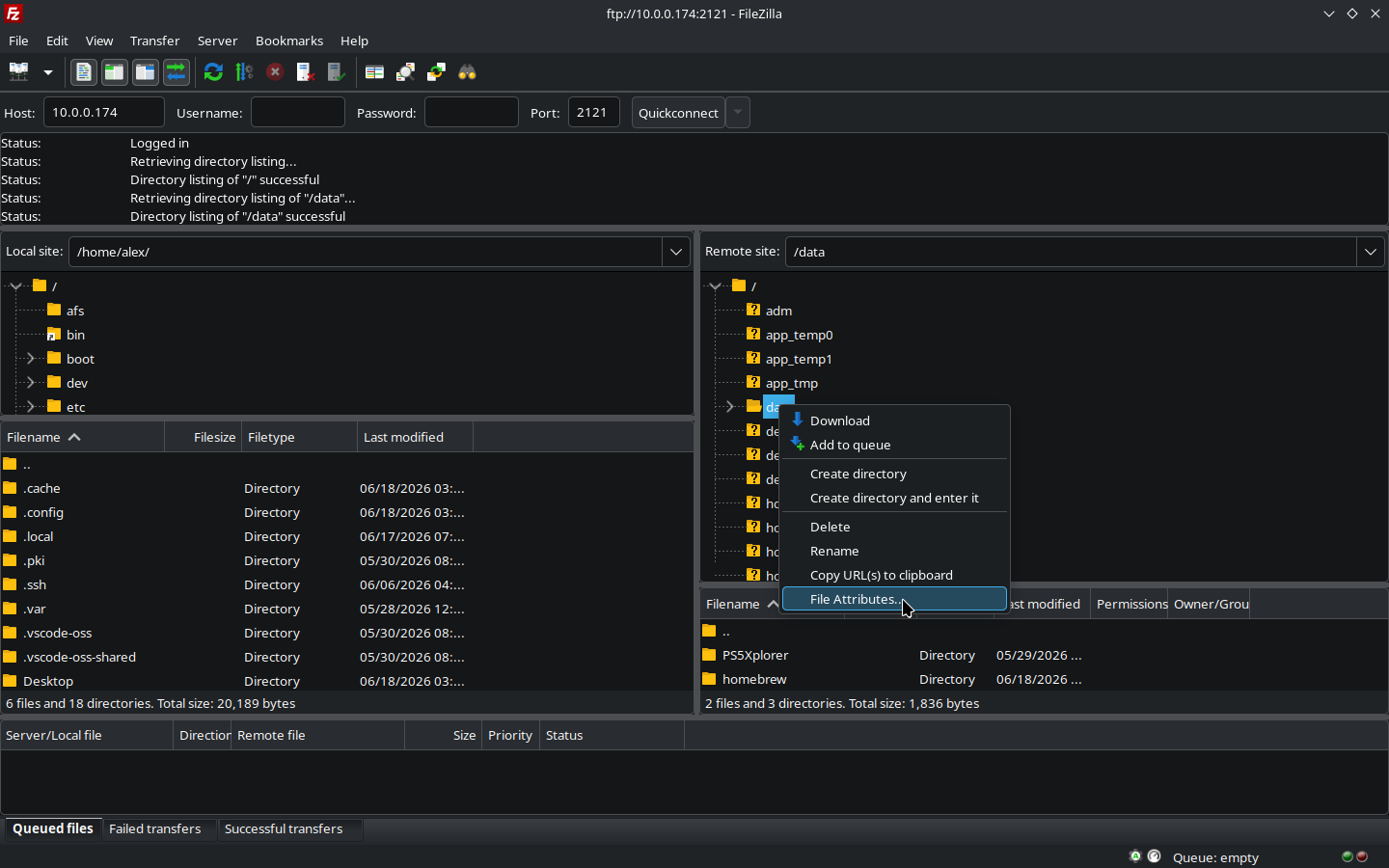 select-data-filezilla